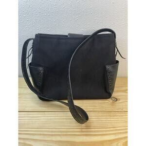 VTG Fossil Purse 75082 Black Canvas & Leather Shoulder Bag Purse